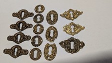 15 Antique Stamped Brass Keyhole Covers Escutcheons Lot Steampunk Restoration...