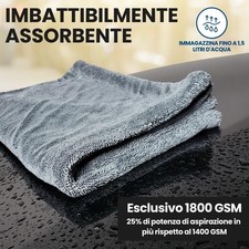 Panno Microfibra per Auto Grande 40x60 Cm 1800 G/m² Pulizia Ultra Assorbente - Miniatura 2