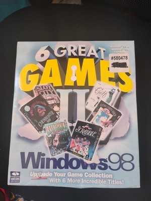 Encore Software VTG NOS Sealed 6 Great Games II for Windows 98 PC 1999 Big Box