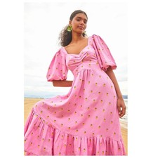 FARM RIO Embroidered Pineapples Midi Dress Size Small