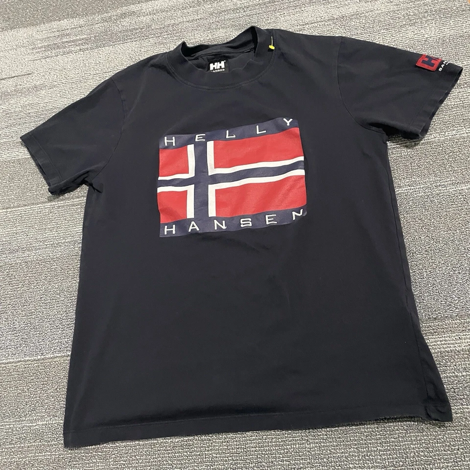 Helly Hansen Shirt Mens Small Black Sandro Paris Cotton Embroidered Crewneck - Image 2 of 4