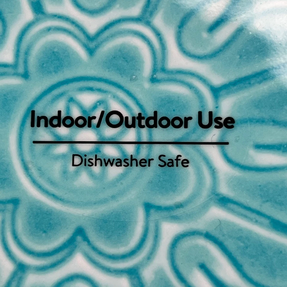 Better Homes & Gardens Teal Medallion Melamine Dinner Plate BPA Free 10.5 in - Image 3 of 4