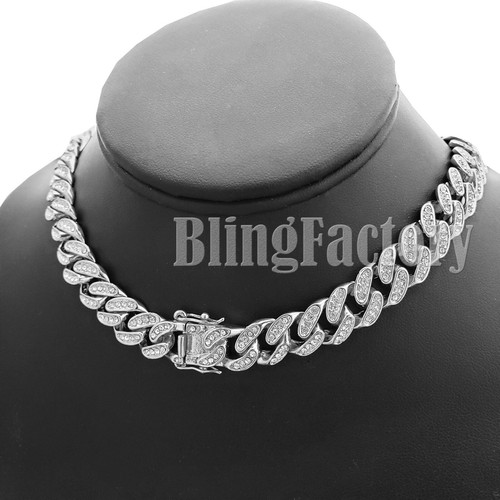 Icy Bulls Head Pendant & 13mm 16" 18" 20" 24" Iced Cuban Box Lock Chain Necklace - Picture 11 of 20