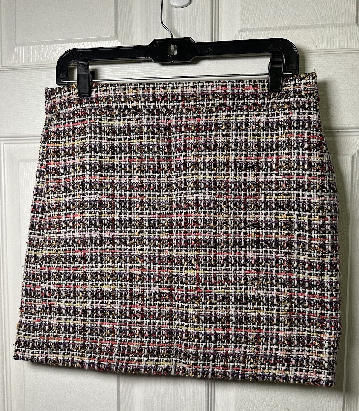 J.CREW Pink Purple Brown Black Yellow PENCIL SKIRT Tweed Wool Blend SIZE 4