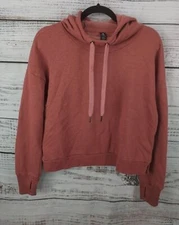 90 Degree by Reflex Medium Pink Magenta Sky Cropped Hoodie Thumbhole Athleaisure