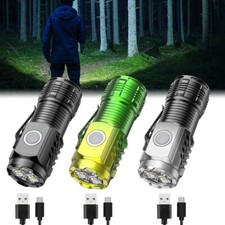 Mini Super Bright LED Flashlight Keychain Pocket Torch USB-Rechargeable 1pc