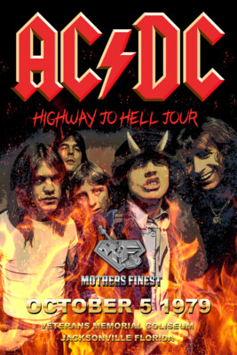 AC/DC Highway To Hell 1979 concert poster Jacksonville event | eBay
