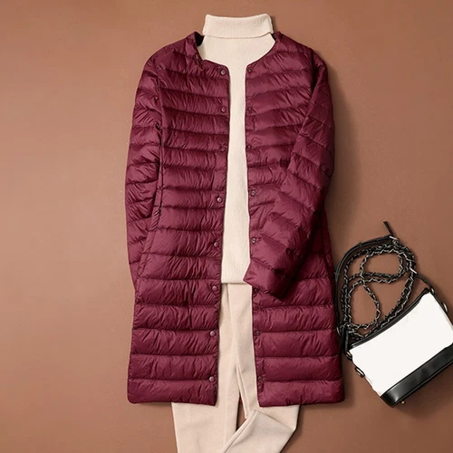 Womens Ultralight Packable Duck Down Jacket Puffer Winter Long Coats Parka - Picture 8 of 19