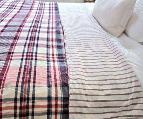 RARO piumino vintage TOMMY HILIGER doppio rosso bianco blu a quadri righe reversibile cotone - Foto 6 di 19