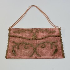 130018 – Borsa da signora antica con ricami argentati