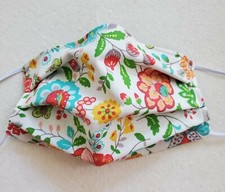 Face Mask Teal Floral Nose Wire, Filter Opening, Reversible 2 in 1, 1/8 in elast