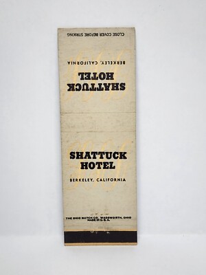 Vintage Matchbook Cover  SHATTUCK HOTEL Berkeley California CA Arbor & Gold Room