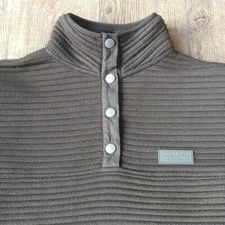 Simply Southern Sweater Large T Snap Fleece Black Ribbed Sweatshirt Mock Stretch