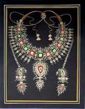 Jewelry Design Painting Of Beautiful Necklace On Paper Handmade Finest Artwork