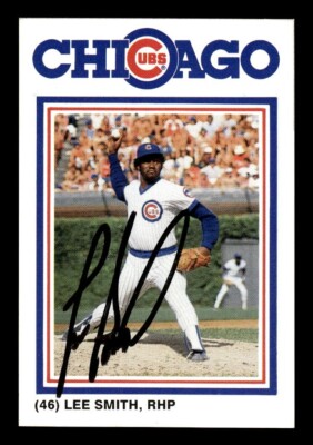 LEE SMITH SIGNED 1987 CUBS DAVID BERG - ON-CARD AUTO - CHICAGO CUBS