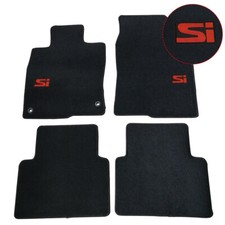 Fit For 16-21 Honda Civic 4dr 2dr Black Nylon Floor Mats Carpets W Red Si
