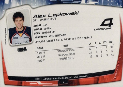2011/12 Barrie Colts - ALEX LEPKOWSKI - Picture 2 of 2