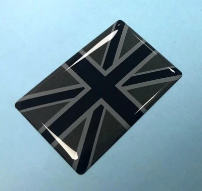 UNION JACK FLAG Sticker/Decal 40mm - BLACK & 2 TONE GREY - HIGH GLOSS DOMED GEL