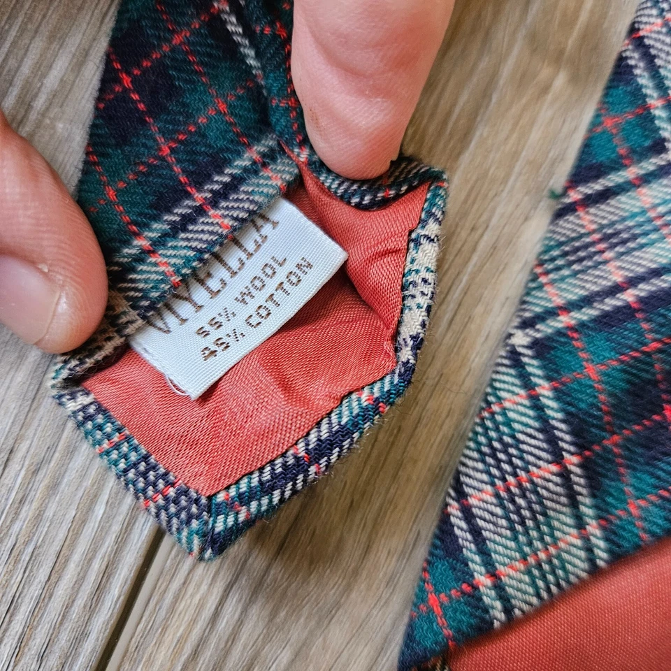 Corbata de cuello vintage a cuadros mezcla de lana de seda Bert Pulitzer de 4" para hombre  Foto 4 de 4