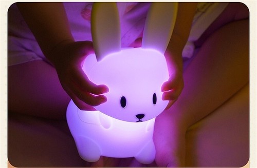 Cute Bunny Rabbit RGB Night Lamp - USB C Rechargable Kids Bedside Lamp - Picture 4 of 7