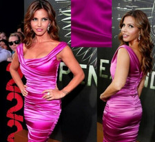 🆓US🛃 Dolce & Gabbana ruched fuchsia Satin Cocktail Dress IT 36