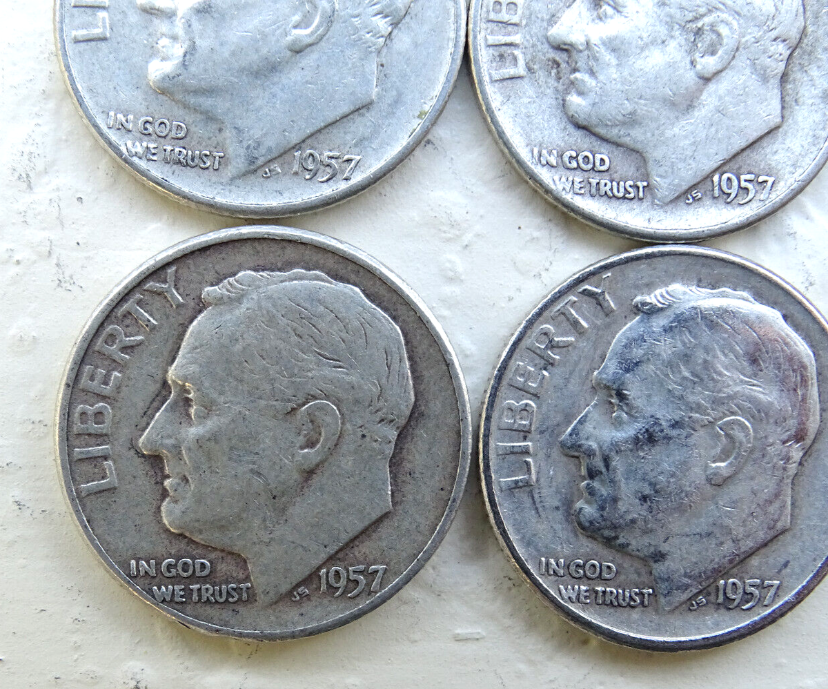 6) 1957 Roosevelt Dimes / FS / DS6A57 | eBay