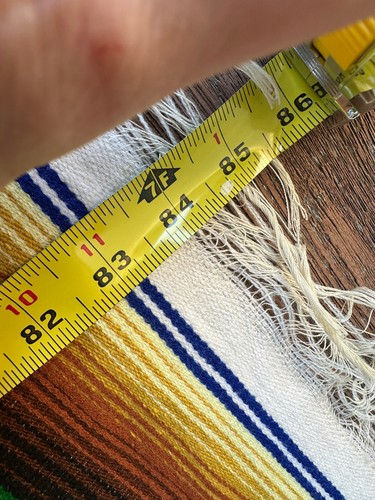 Vintage Rainbow Stripe Serape Mexican Blanket w Fringe Southwestern Decor 84x63 - Picture 18 of 18
