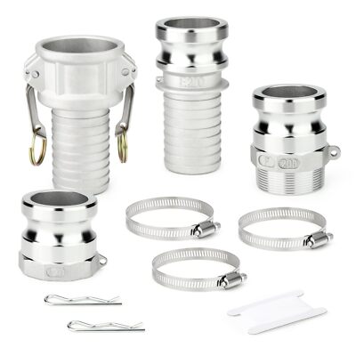 Global Type Aluminum Cam & Groove Hose Fittings 2'' Coupling 4PCS A&C&F&E