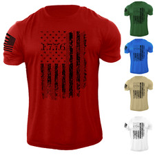 Men's 1776 Declaration Of Independence USA Flag T Shirt 100 Cotton Tee