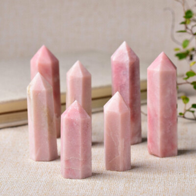 1PC Natural Pink Opal Tower Point Quartz Crystal Obelisk Wand Healing Gemstone