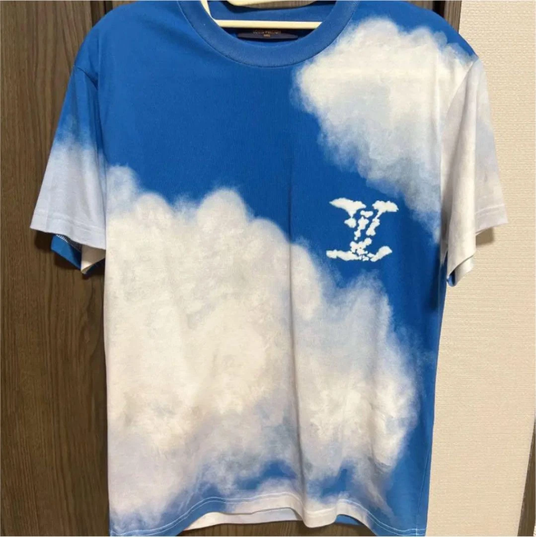 LOUIS VUITTON Cloud Logo T-Shirt XL Blue Authentic Men Used from Japan