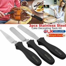 3pcs Stainless Steel Spatula Palette Knife Set Cake Decorating Smooth Tools Kit
