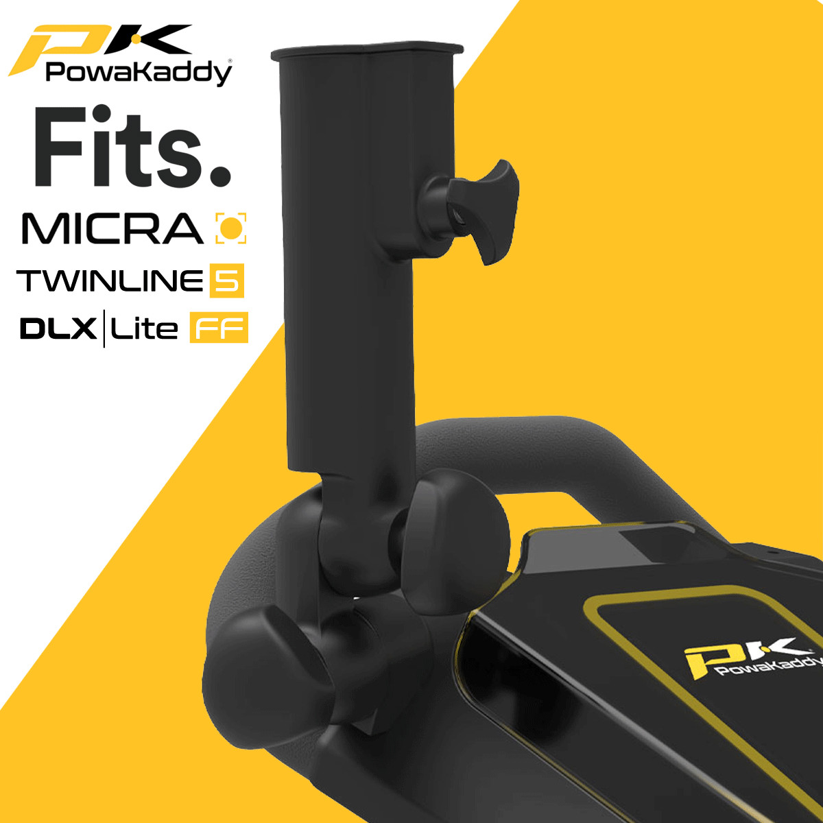 POWAKADDY GOLF PUSH CART UMBRELLA HOLDER / FITS TWINLINE, MICRA & DLX LITE FF