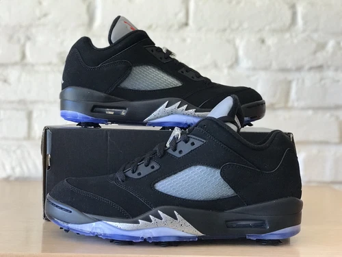 Air Jordan V 5 Low Golf 'Black Fire Red Metallic Silver Men's 9.5 CU4523-003 New