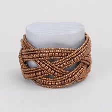 Pink House Imports Bead Braid Cuff - BRONZE - PH-30118-BRZ