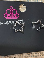 Ladies Girls Teens Star Hoop Silver Post Stud Earrings LQQK NWT