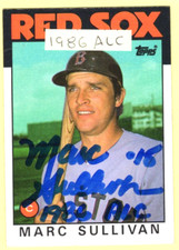 Autographed Mark Sullivan Added: 1986 ALC 1986 Topps Red Sox #529