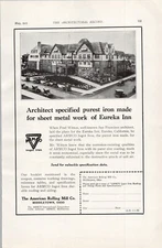 1925 Ad * Eureka Inn Eureka CA * American Rolling Mill Company Middletown Ohio