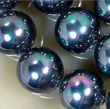 AAA South 8mm Black Multi-Color Sea Shell Pearl Round Loose Beads 15" Strand