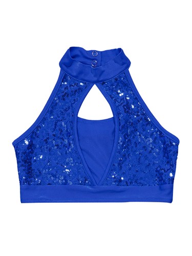 Kids Girls Sparkle Halter Sleeveless Latin Dance Crop Top Vest Shirt Sports Bra - Picture 84 of 138