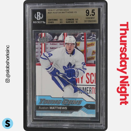 2016 UD 201 AUSTON MATTHEWS YOUNG GUNS ROOKIE BGS 9.5 TRUE GEM MINT 10 SURFACE