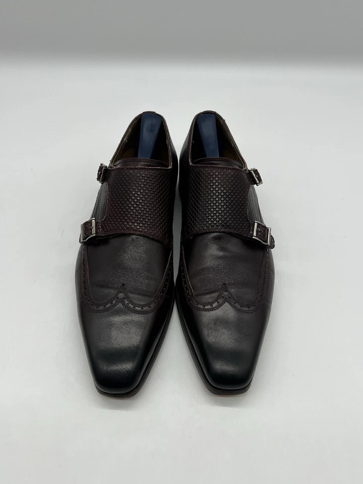 Magnanni Men's Size 8M Burgundy Leather Double Monk Strap Oxfords Dress Shoes. - Image 3 of 4
