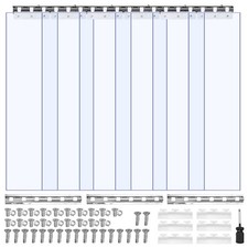 New/Clear PVC Strip Curtain, 80 in Height x 36 in Width x 0.08 in Thickness, 6 P