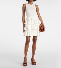 Zimmermann Women’s White Crush Ruffled Tiered Knitted Minidress Size 0P $950