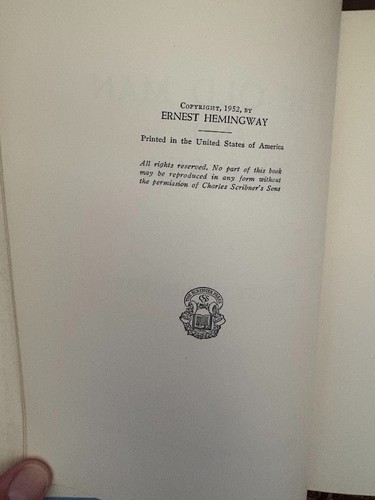 The Old Man and the Sea by Ernest Hemingway First Edition Second Printing 1952 - Imagen 3 de 6