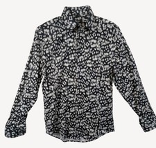 Express Men's Slim Fit Black  White Patterned Button-Up Shirt XS NWT