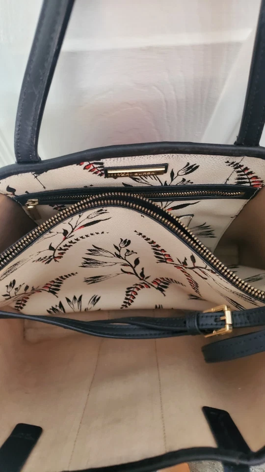 Дизайнерский красный белый и синий Tory Burch цветочный полоски сумка с короткими ручками - Изображение 2 из 4