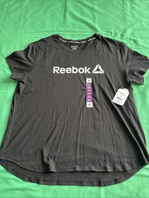 Reebok Stacked Logo Tee WoMen's T-Shirt - Black, XXL NWT