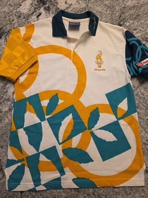 Vintage Atlanta 1996 Olympic Games Staff Hanes Polo Shirt Small  USA Made E79