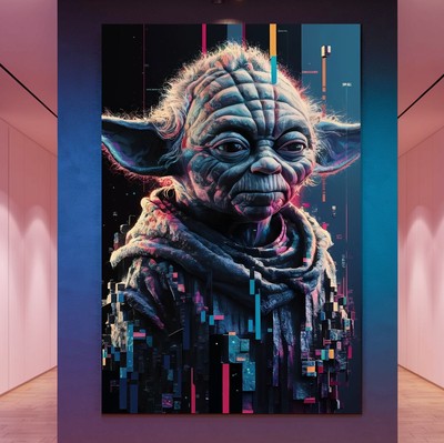 XL LEINWAND BILD ER BIS 170x110x5 STAR-WARS MEISTER-YODA POP-ART WANDBILD KULT